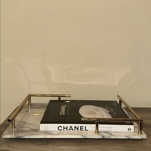 Marble Tray w/ Gold Accents & Chanel Book